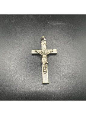 Vintage Crucifix Pendant Jesus Sunburst Design Dual-Sided Religious Cross Cathol
